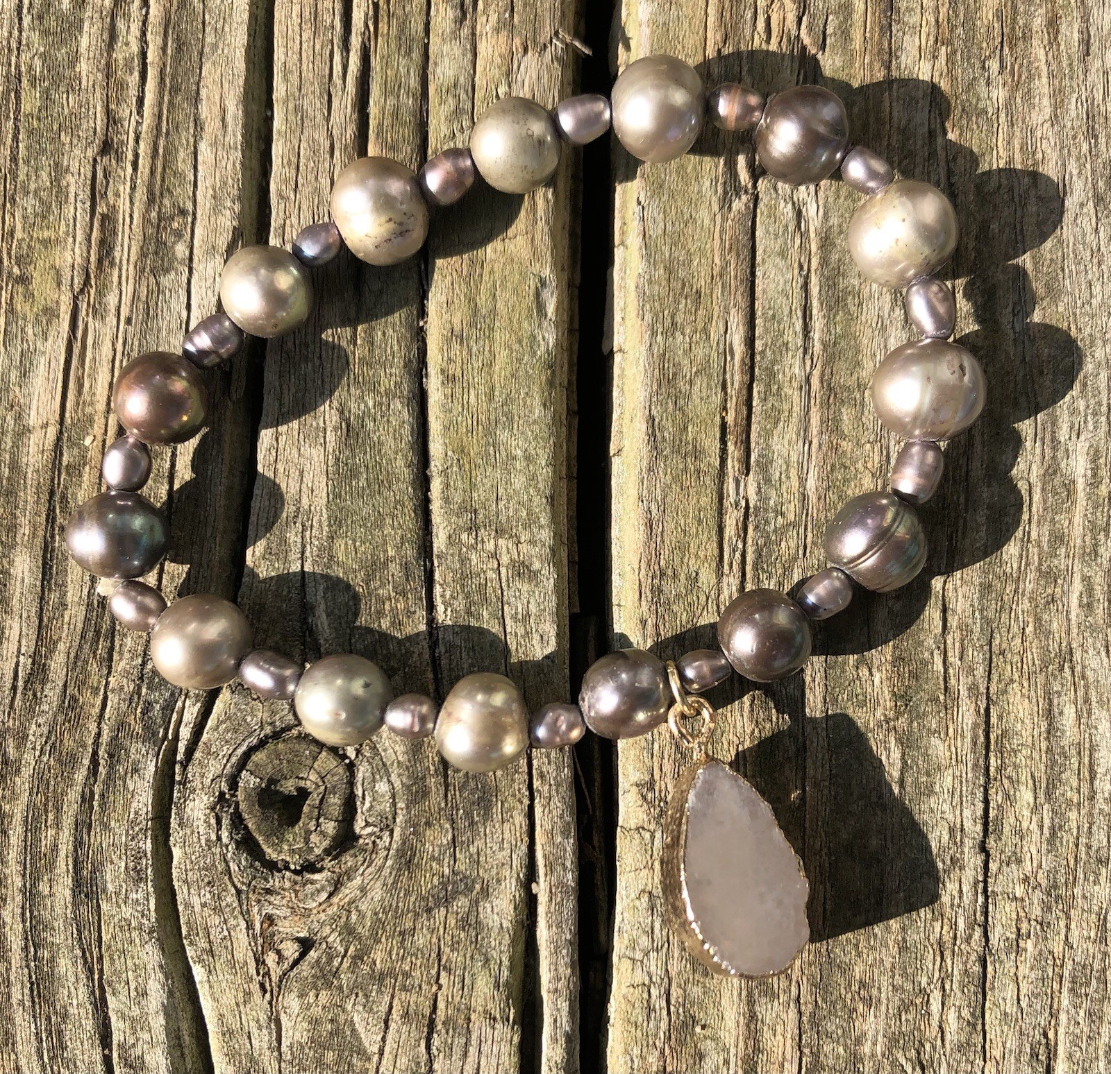 Real Pearl With Crystal Nugget Bracelet
