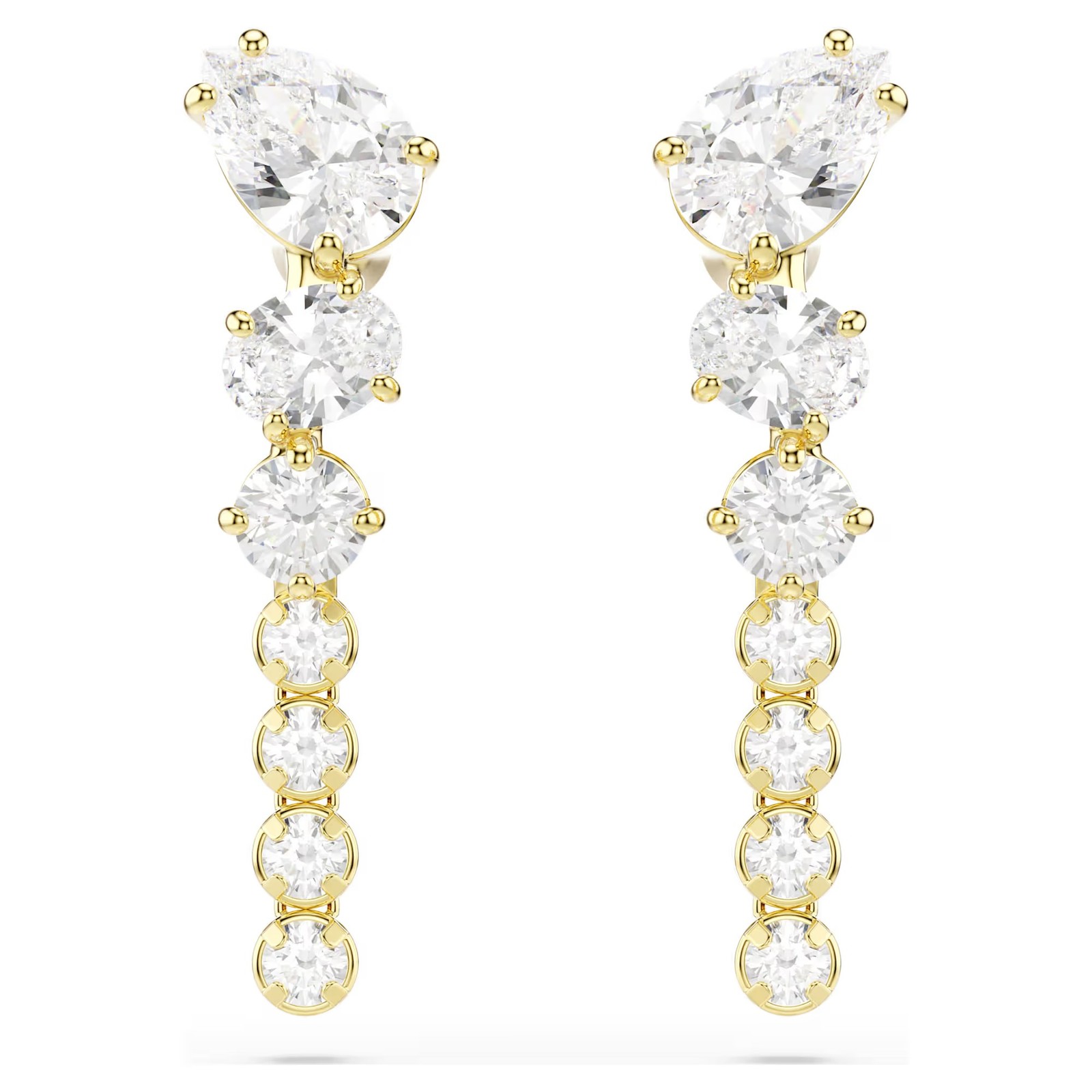 Swarovski Mesmera Drop Earrings, Mixed Cuts, White, 18K Gold Finish 5747936