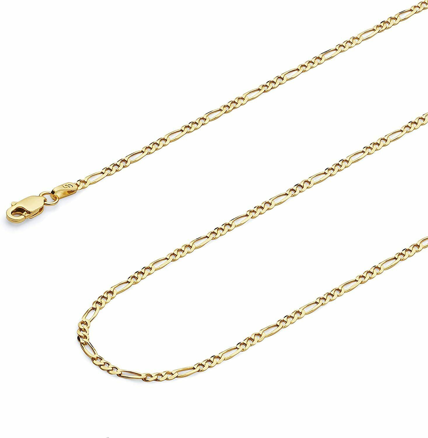 10k Yellow Gold 2mm Italy Figaro Link Chain Necklace Women REAL GOLD
