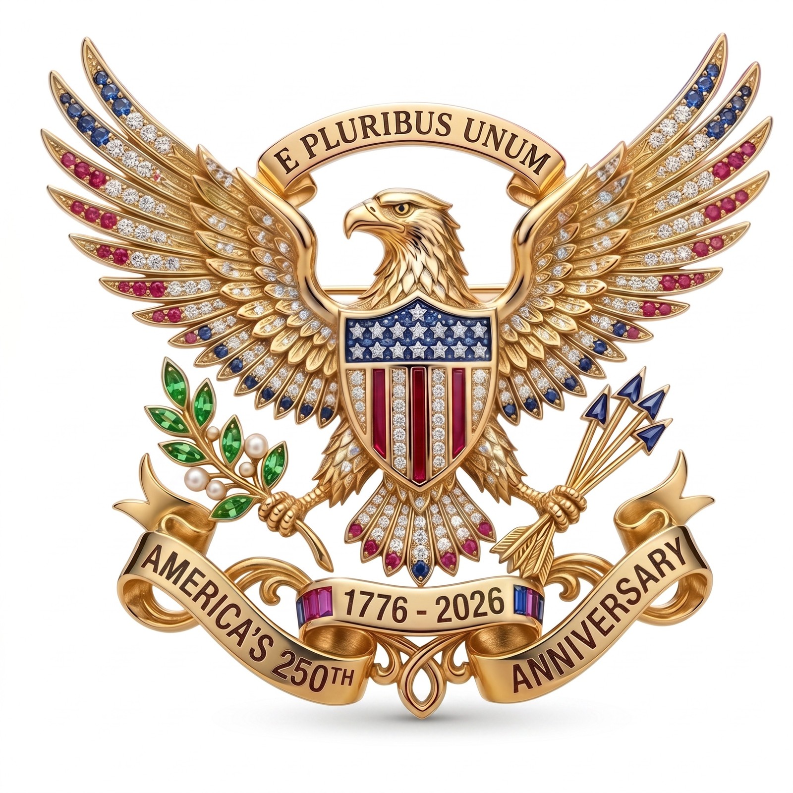 US 250th Anniversary Brooch Pin, USA 250th Anniversary Metal Lapel Pin For Gift