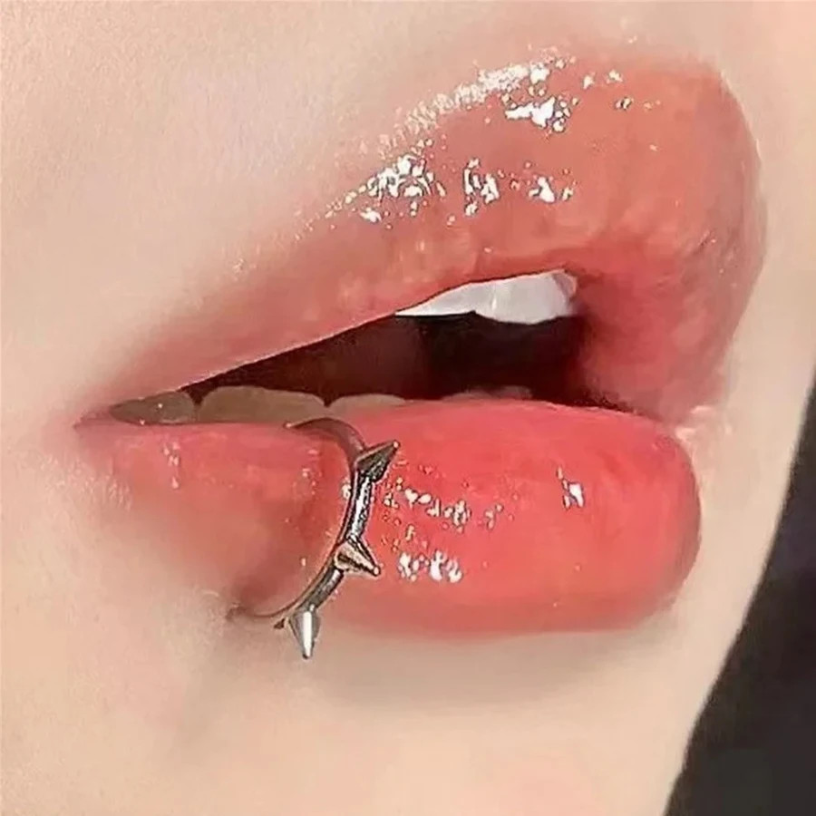 2PCS Trendy 10mm Stainless Steel Punk Clip on Fake Piercing Nose Wrap Lip Rings