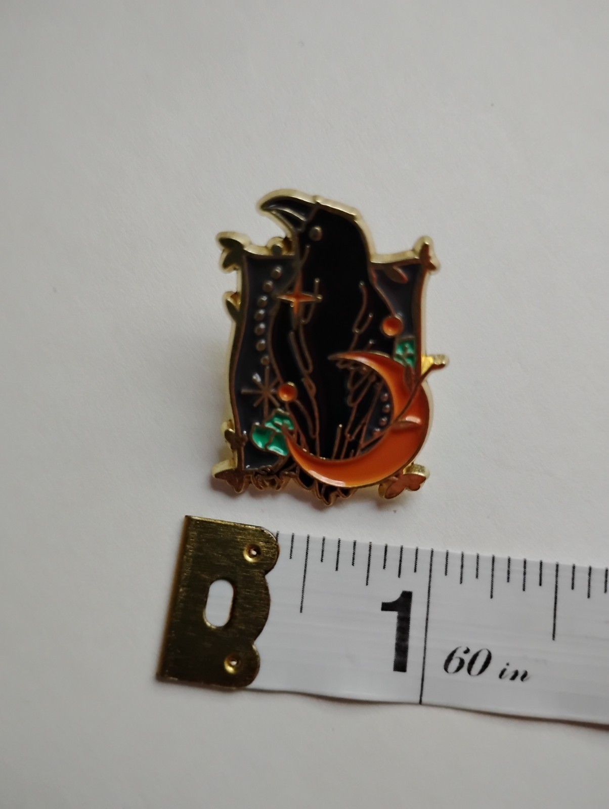 5 PC Enamel Black Crow Pins Gold Toned Raven Birds Jewelry Halloween Goth Emo