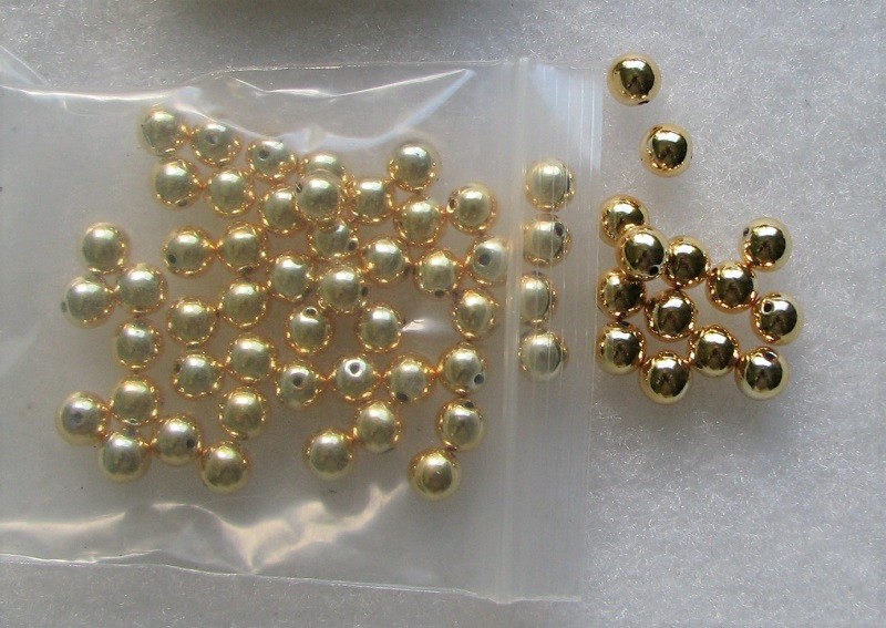 Lot of 60 Metallic Gold Colored Ball Beads Approx. 8mm