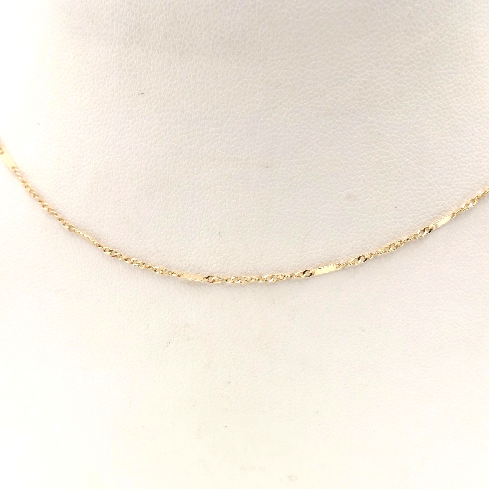 Solid 14k Gold Twist Curb Link Stations Pendant Chain Necklace 18in Italy New