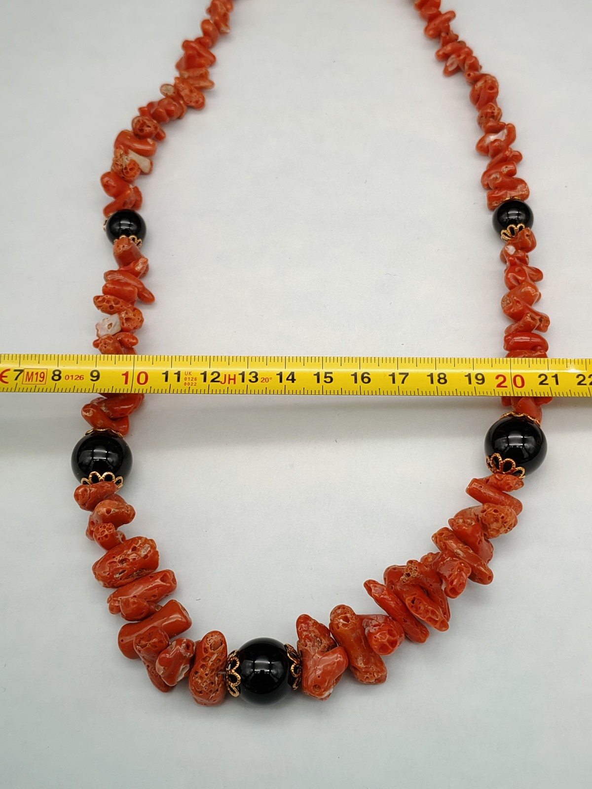 Women’s Red Coral Necklace of Sardinia Black Onyx Silver Italian Jewelry