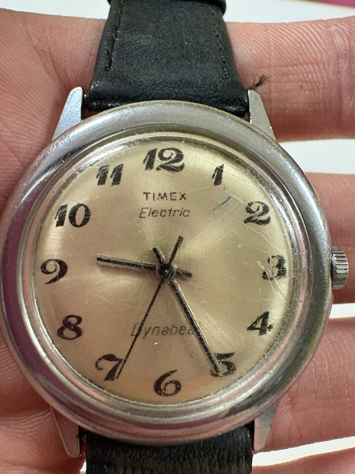 timex electric dynabeat Sliver Tone With Black Band Running With New Battery