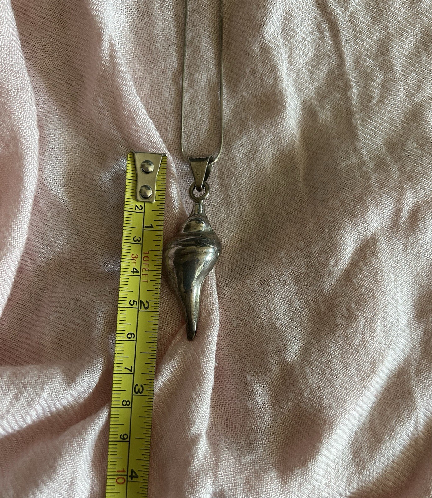 925 TN-49 Mexico Sterling Silver Conch Pendant & 925 Italy Necklace 18in 15g