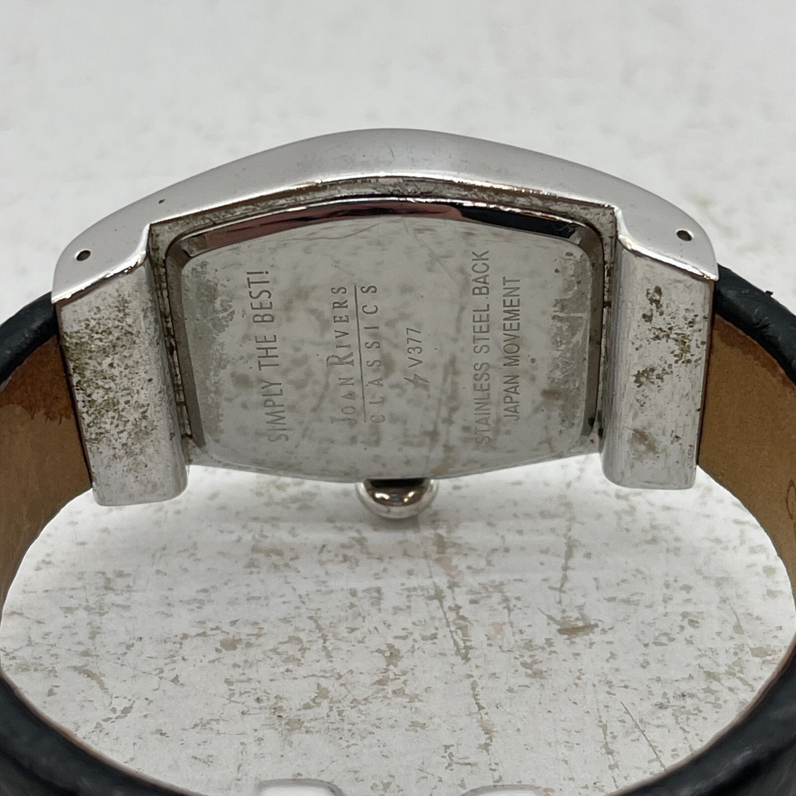 Joan Rivers Classics V377 Watch Leather Bangle Wristwatch Silver Tone Working