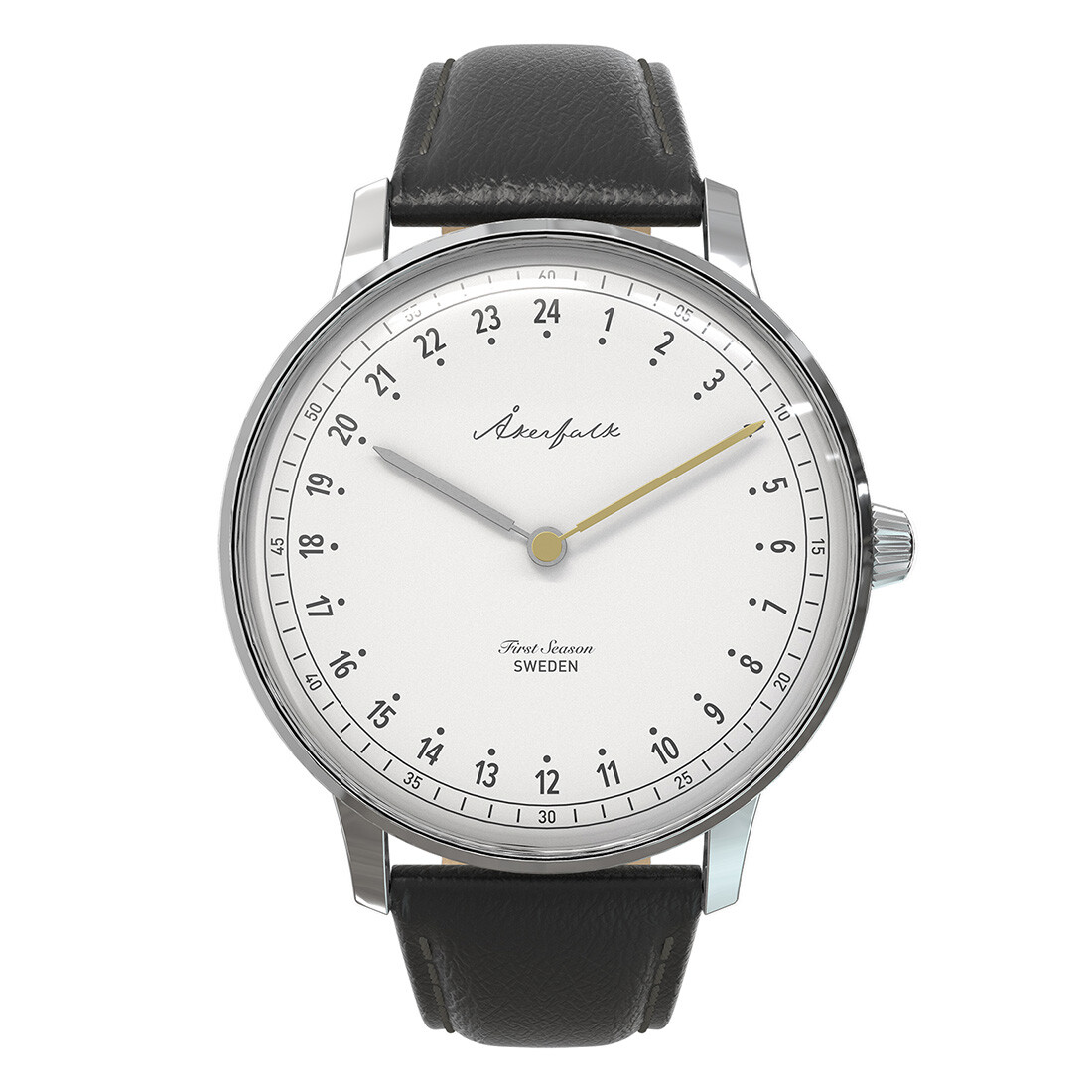 Akerfalk First Season Quartz Swiss Steel Black White Leather 24h Men’s Watch
