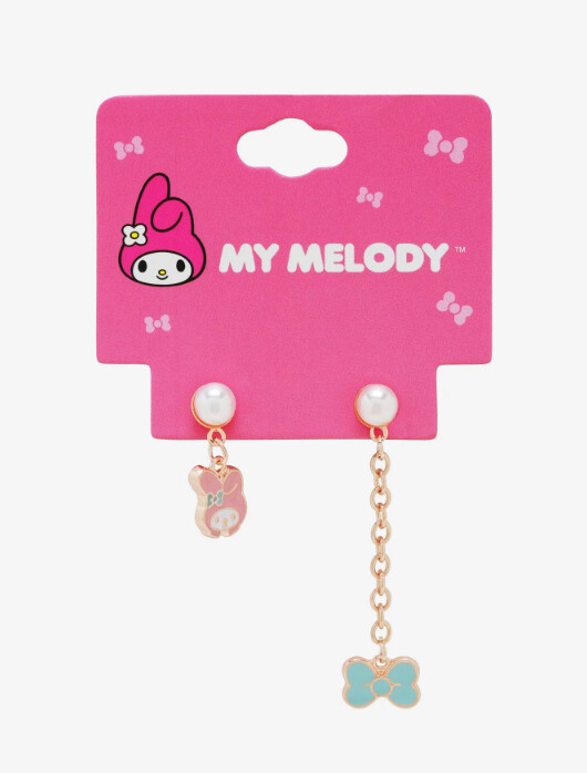 My Melody Stud Earrings Mismatch Earrings w/ Faux Pearls My Melody Enamel Charm