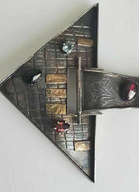 Vtg LYNDA THORP Sterling Silver Studio Modernist Brooch Fish Articulated Tail