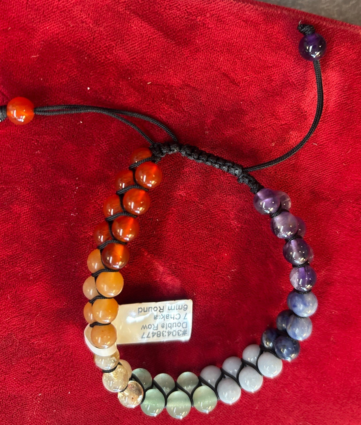 Adjustable 6 Mm Round Double Row Chakra Bracelet