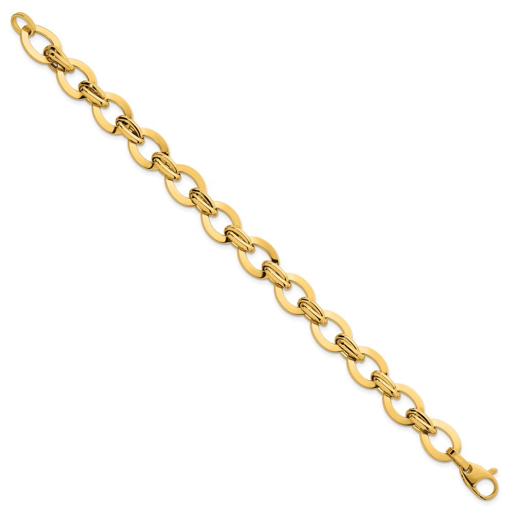 14k Yellow Gold Polished 10.8mm Lightweight Oval Fancy Link Bracelet 7.75″