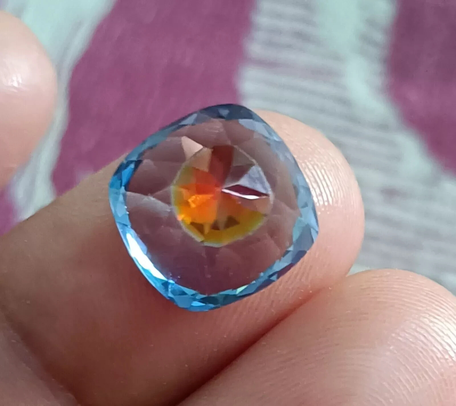 9.5 Ct A++ NATURAL Ceylon PITAMBARI Sapphire Bi-Color Certified Cushion GEMSTONE