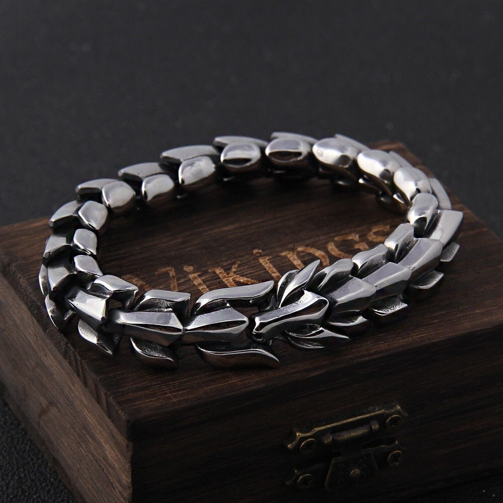 Viking Bracelet Ouroboros Vintage Punk Stainless Steel Fashion Jewelry For Mens