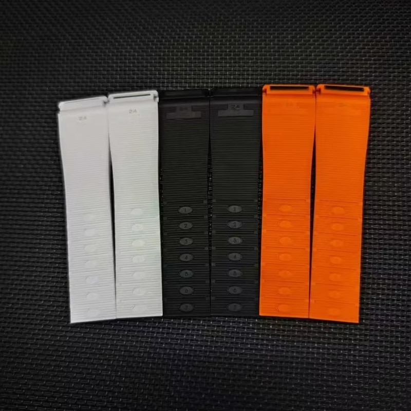 Black Orange Fluorine Rubber Strap Fits Omega Seamaster 1200M 224