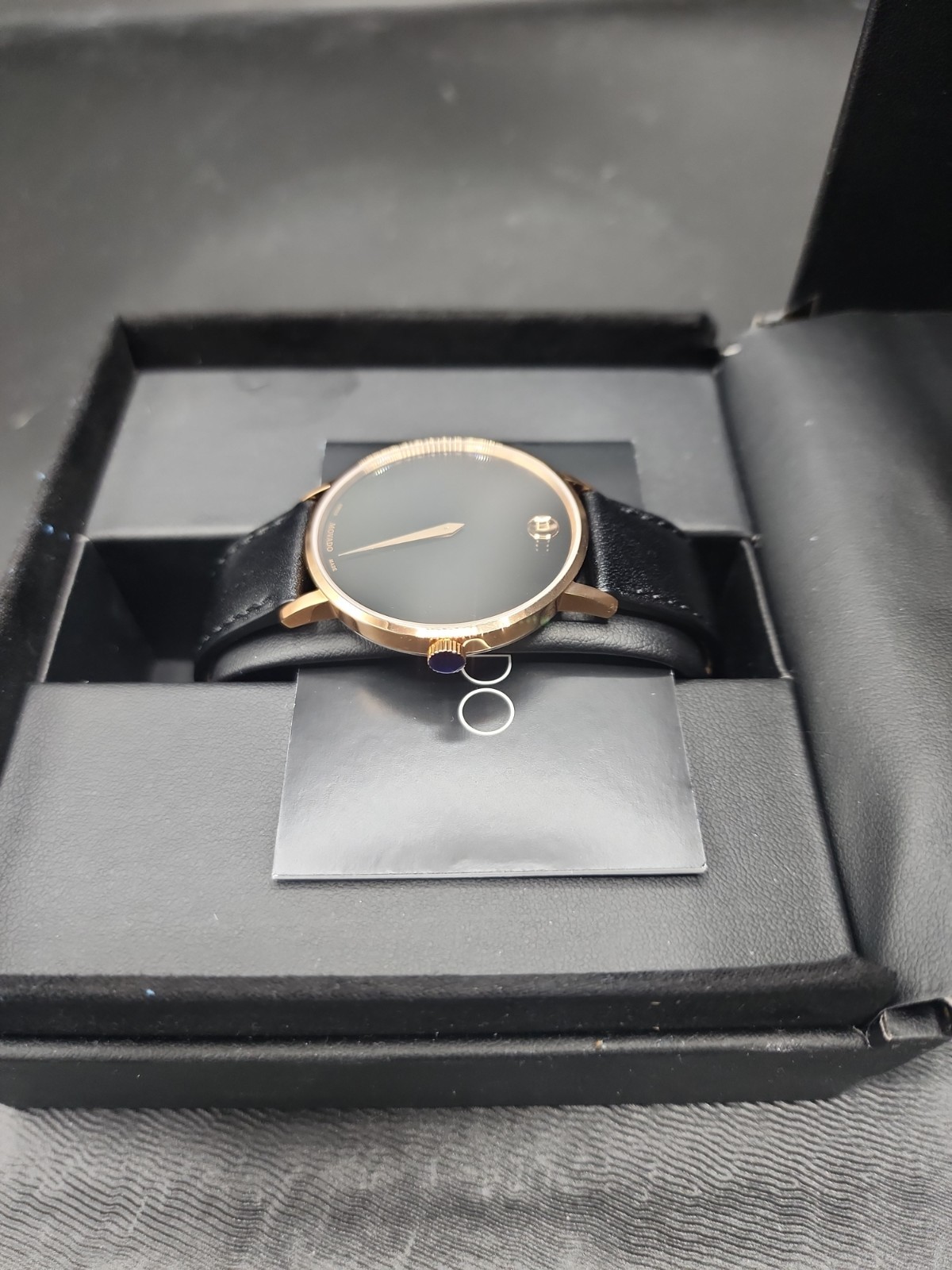 Movado Museum Rose Gold And Leather Wristwatch for Men – New In Box, New Battery