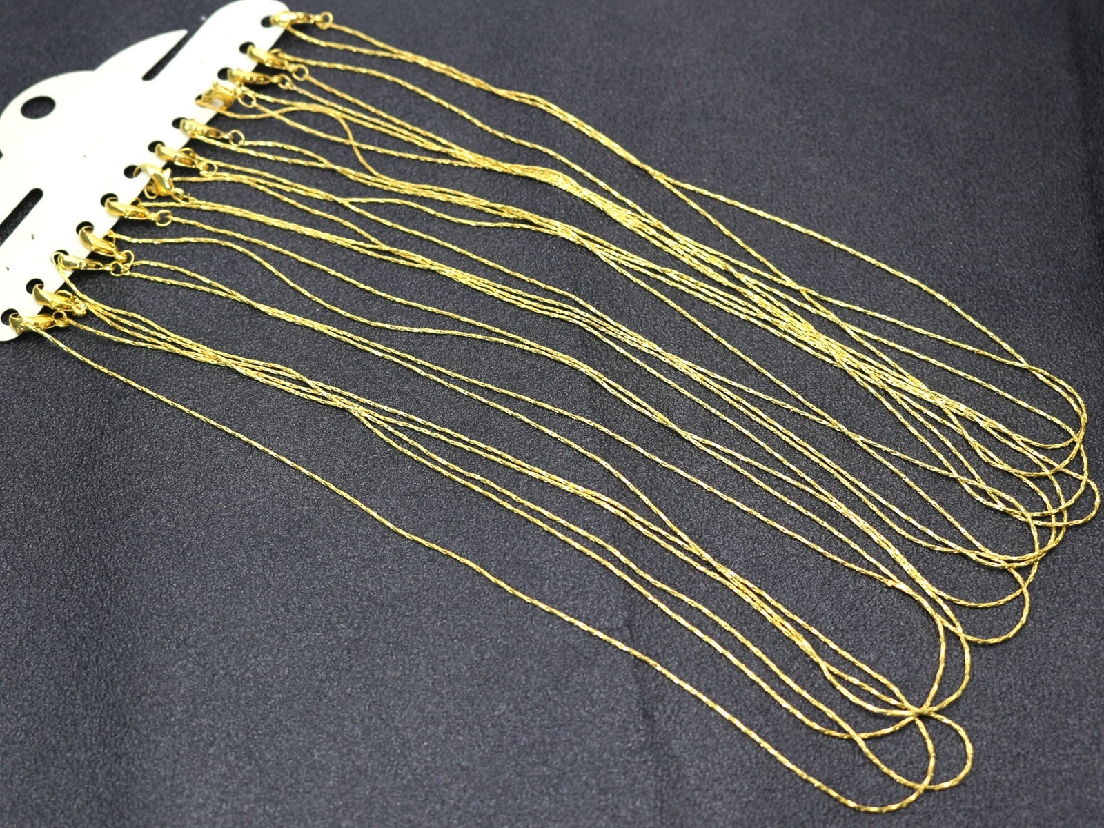 12 Golden Plated Link Snake Chain Finished Necklace 0.8mm 16″ with Lobster Clasp