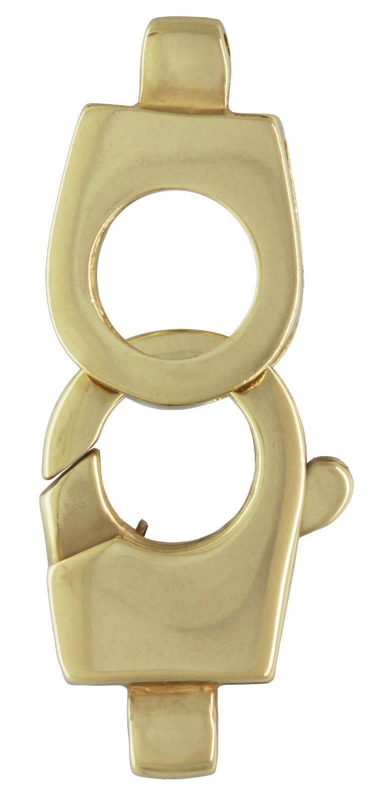 14K Solid Yellow/White Gold 2-Part Cast Hinged Lobster Clasp w/End Tab New Italy