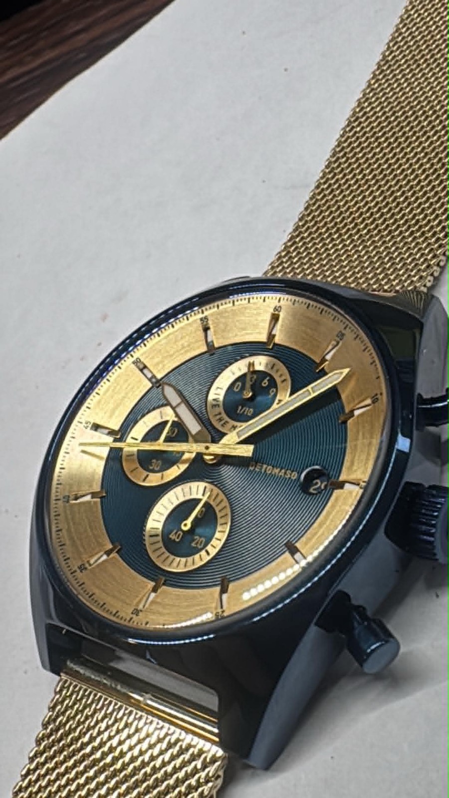 NEW Mens 43MM Detomaso Chronograph WATCH D1010 G2207 (A40) METALLIC BLUE CASE