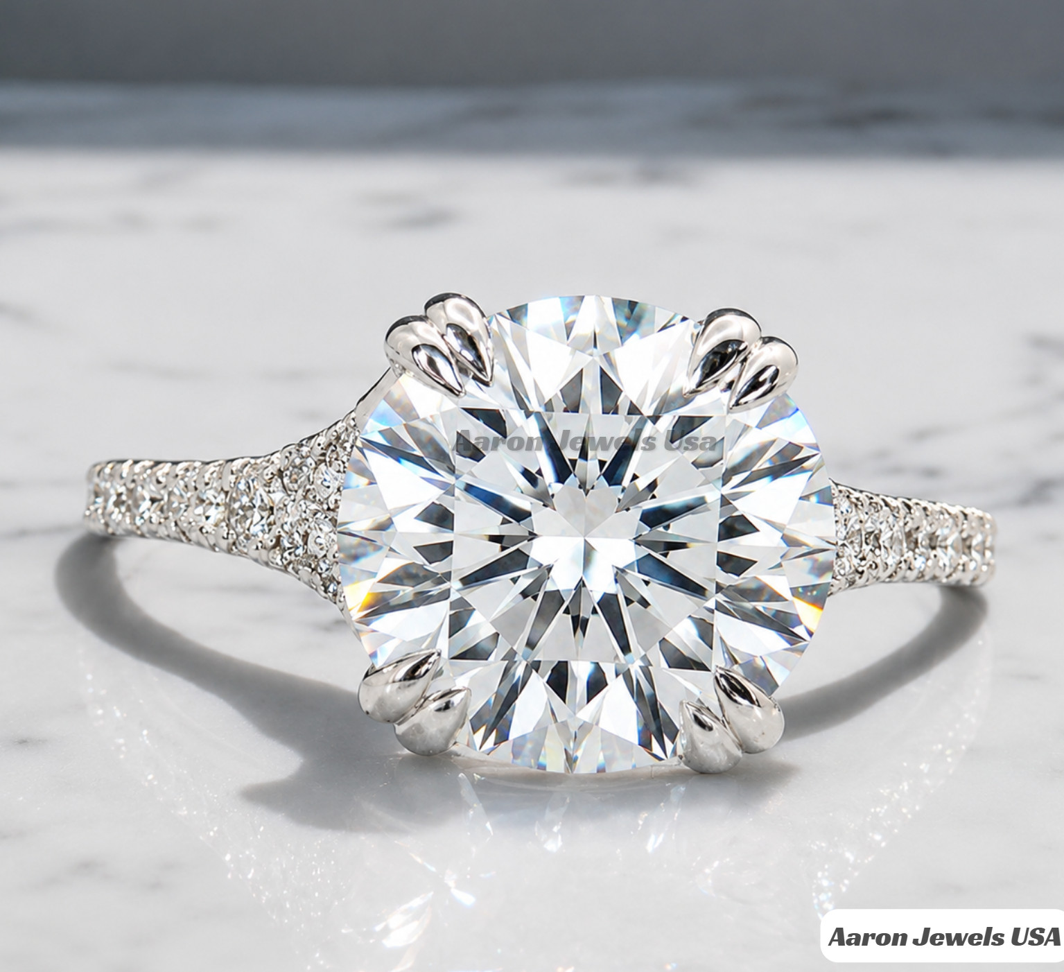 4.50Ct Round Lab Created Diamond Engagement Ring 14K White Gold IGI E VS1