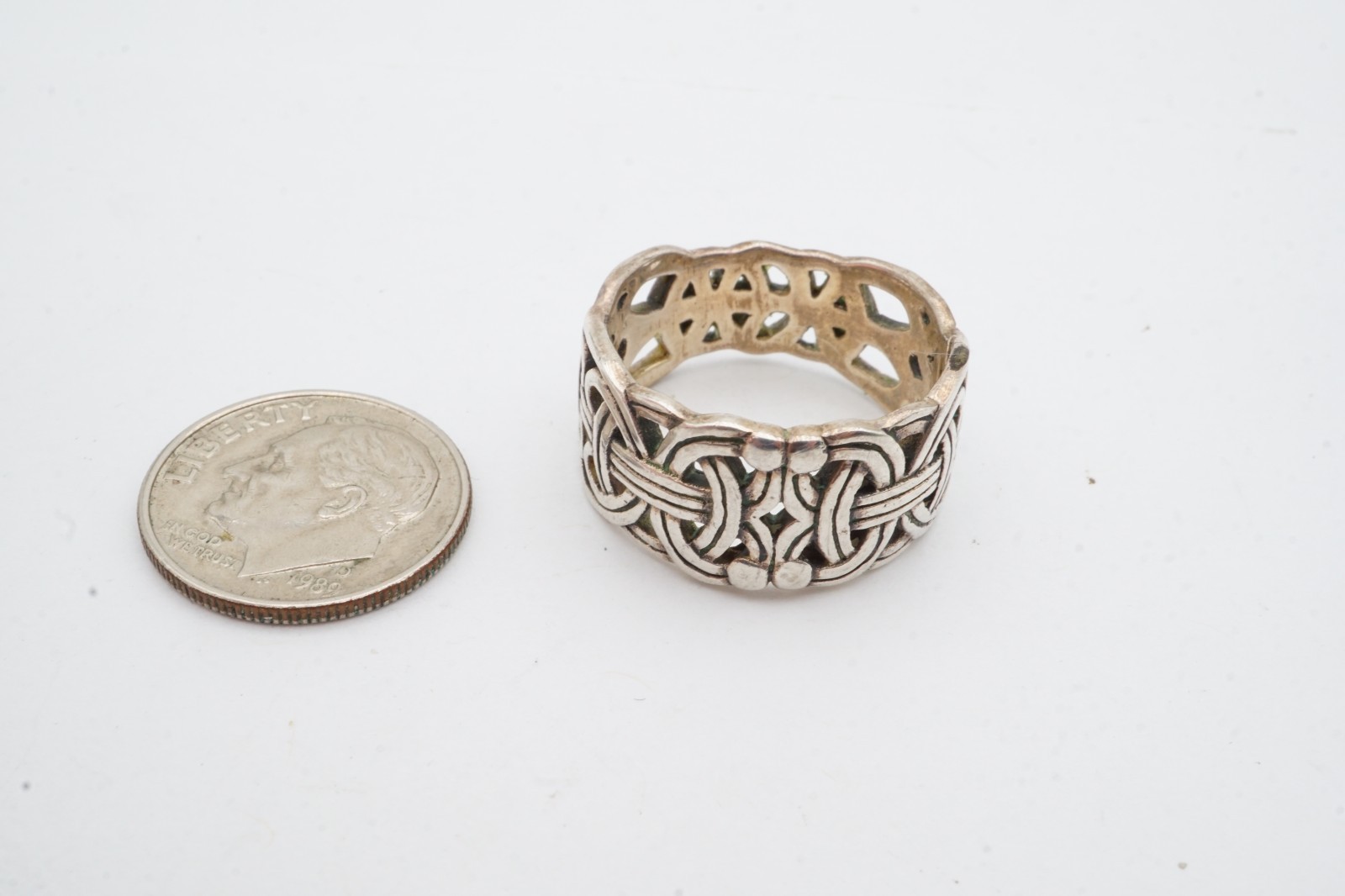 Vintage Peter Stone PSCL Sterling Silver 925 Celtic Ring Size 7.75