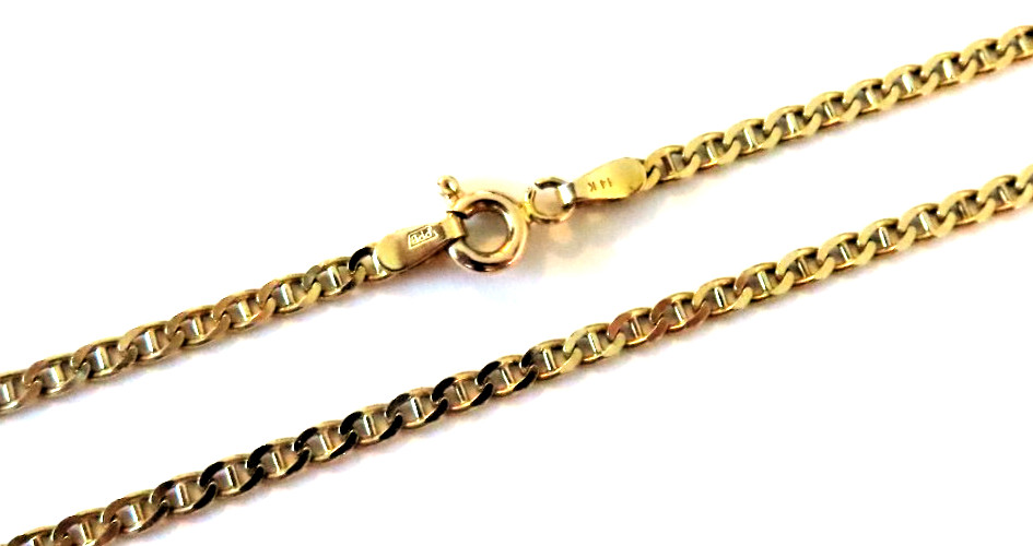 PRB Real Solid 14K Yellow Gold Thin Mariner Link Chain Necklace 24″LONG 2.5 mm