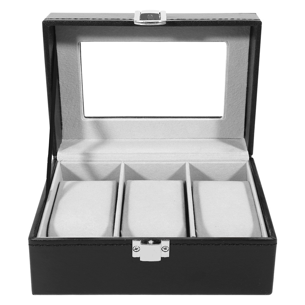 3 Slot PU Leather Watch Box Organizer Display Case Soft Pillow Travel Gift Men