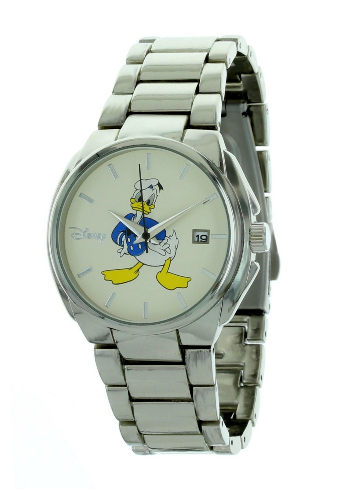 Men’s classic DISNEY Donald duck silver tone stainless steel finish watch