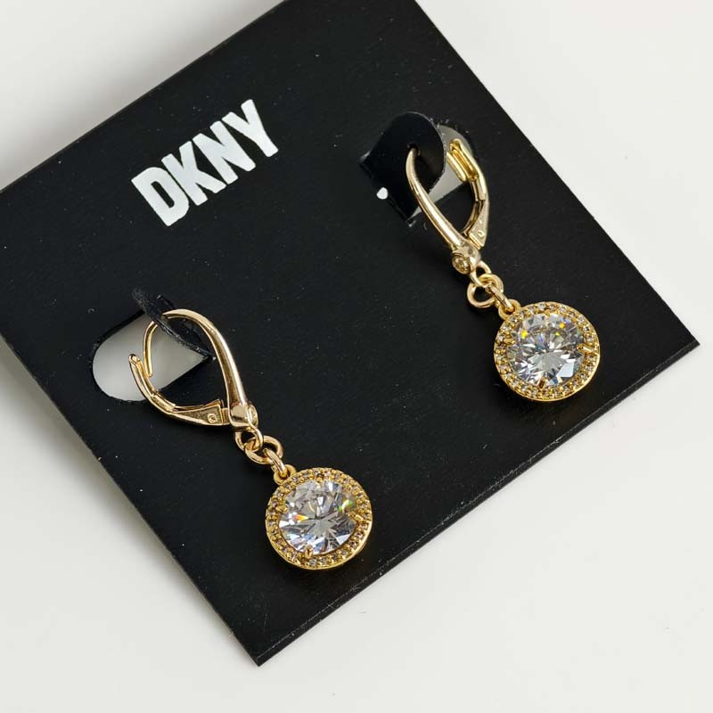 New DKNY Minimalist CZ Round Drop Earrings Gift Chic Women Party Holiday Jewelry