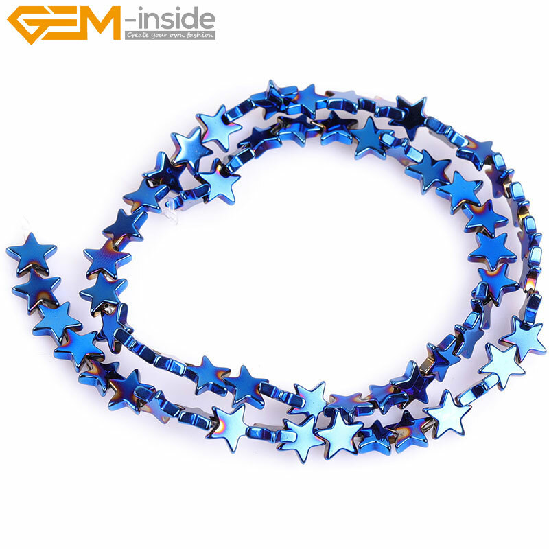 Blue Metallic Coated Hematite Spacer Beads Stone Jewelry Making Non-magnetic