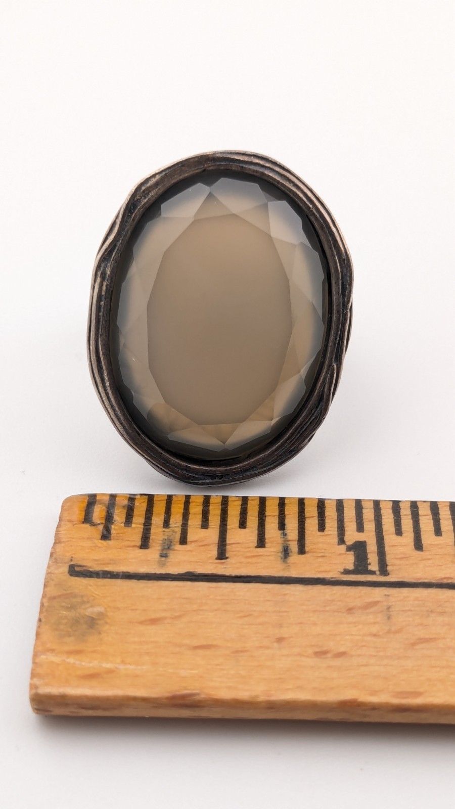 Vintage Sterling Silver Ring PZ Israel 925 Paz Creations Gray Agate Size 7