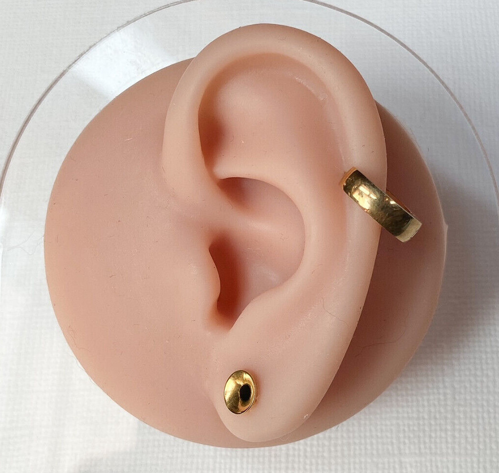 PAIR of 4mm Wide Stainless Steel Dome Hoop Huggies 20g Earrings