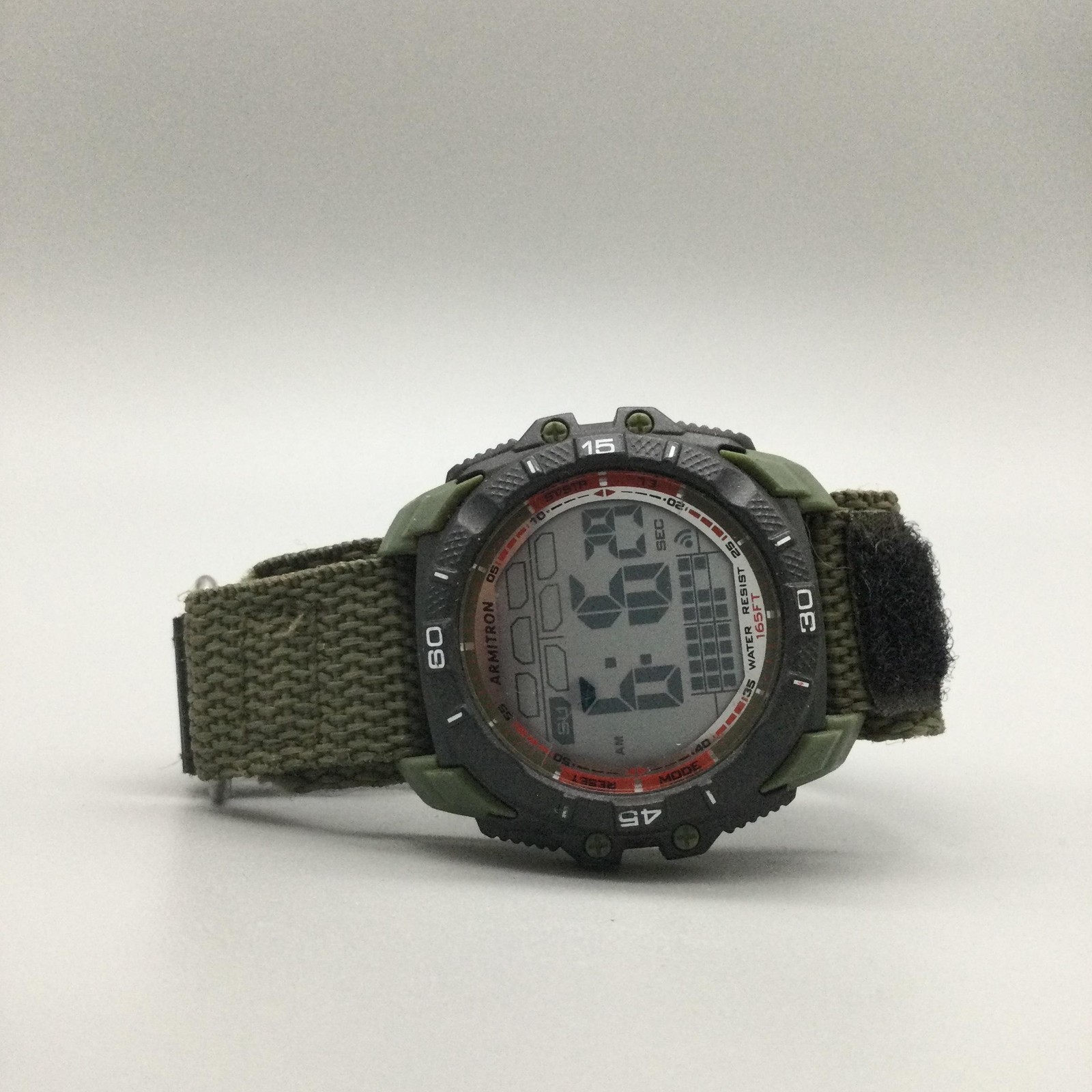 Armitron Pro Sport Mens Watch 44mm Digital Green Nylon Backlight 50m WR Alarm
