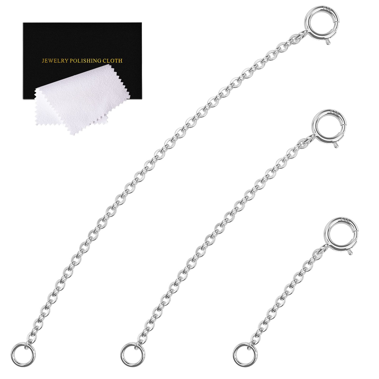 3 Pcs 925 Sterling Silver Necklace Extender Sterling Silver Chain Extenders f