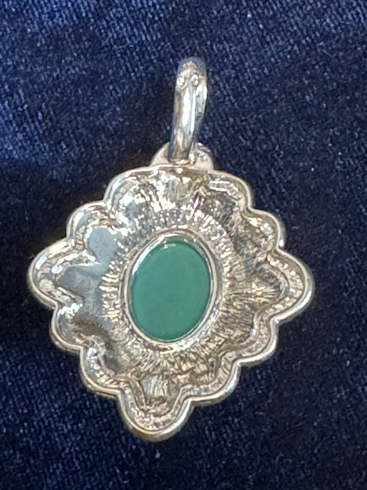 Vintage Southwest Style Turquoise Red Cabochon Silver Tone Statement Pendant