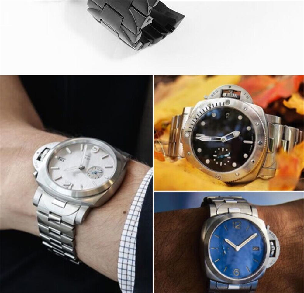Stainless Steel Strap For Panerai Luminor PAM441 111 01316 Butterfly Buckle Band