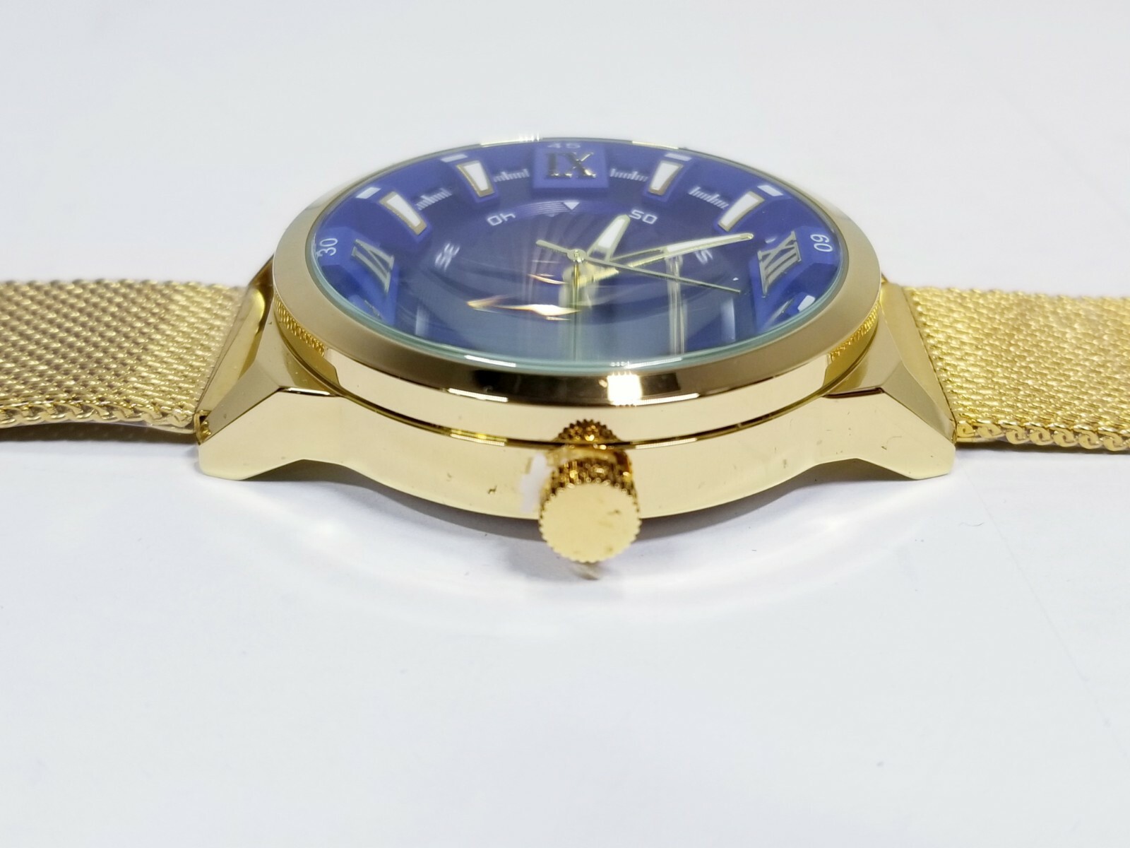 ONE QUARTER 45mm Stainless Steel Quartz 30m Water Resistant Blue/Gold Watch