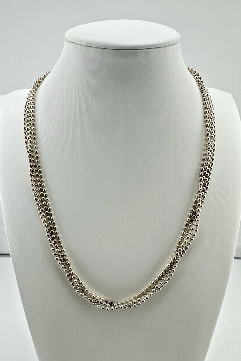 Vintage Milor Italian Multi-Strand Beaded Sterling Silver Necklace 18″