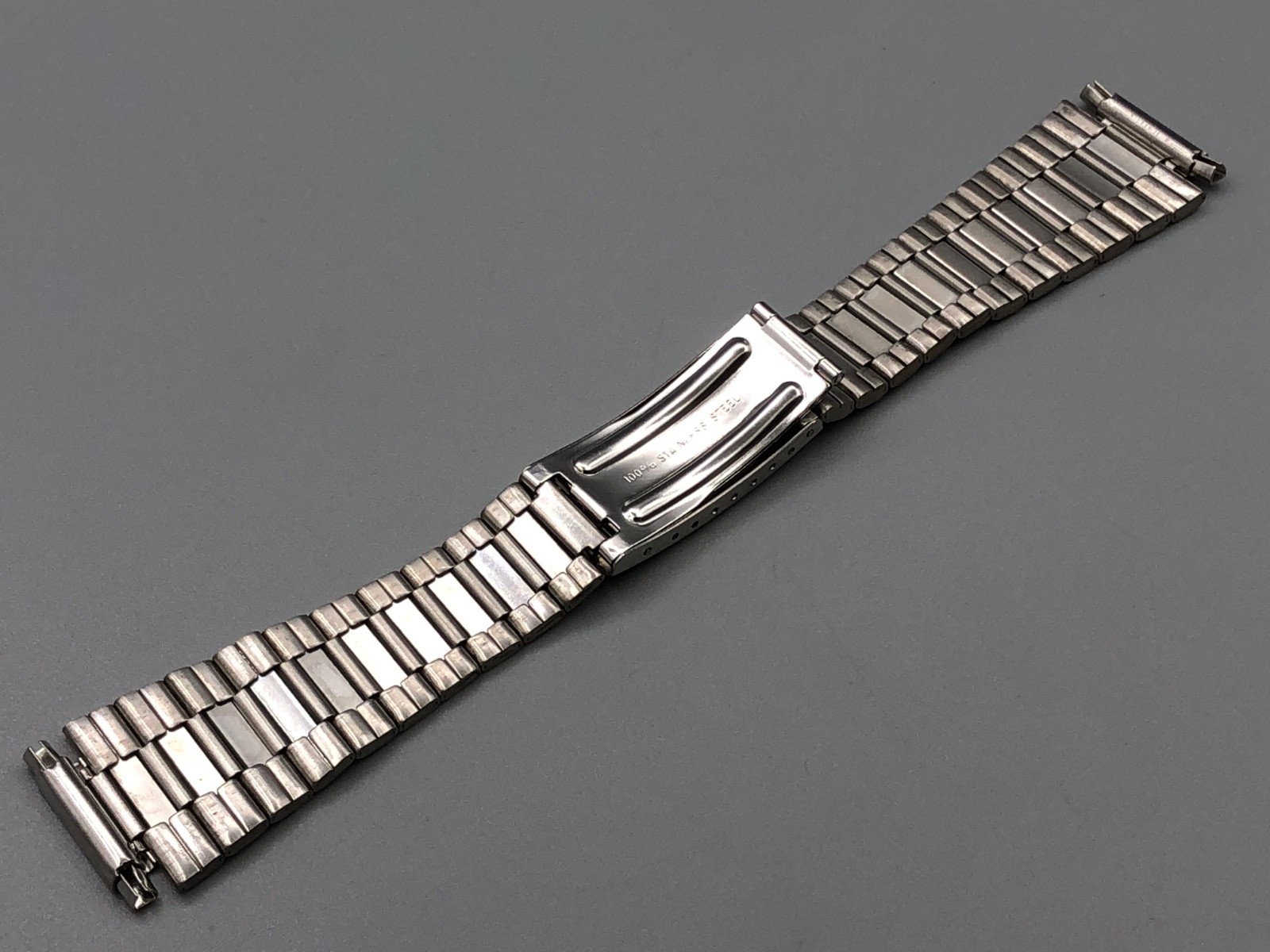 VINTAGE NOS 60s 70s STAINLESS STEEL WATCH CHRONOGRAPH BRACELET 16-22mm