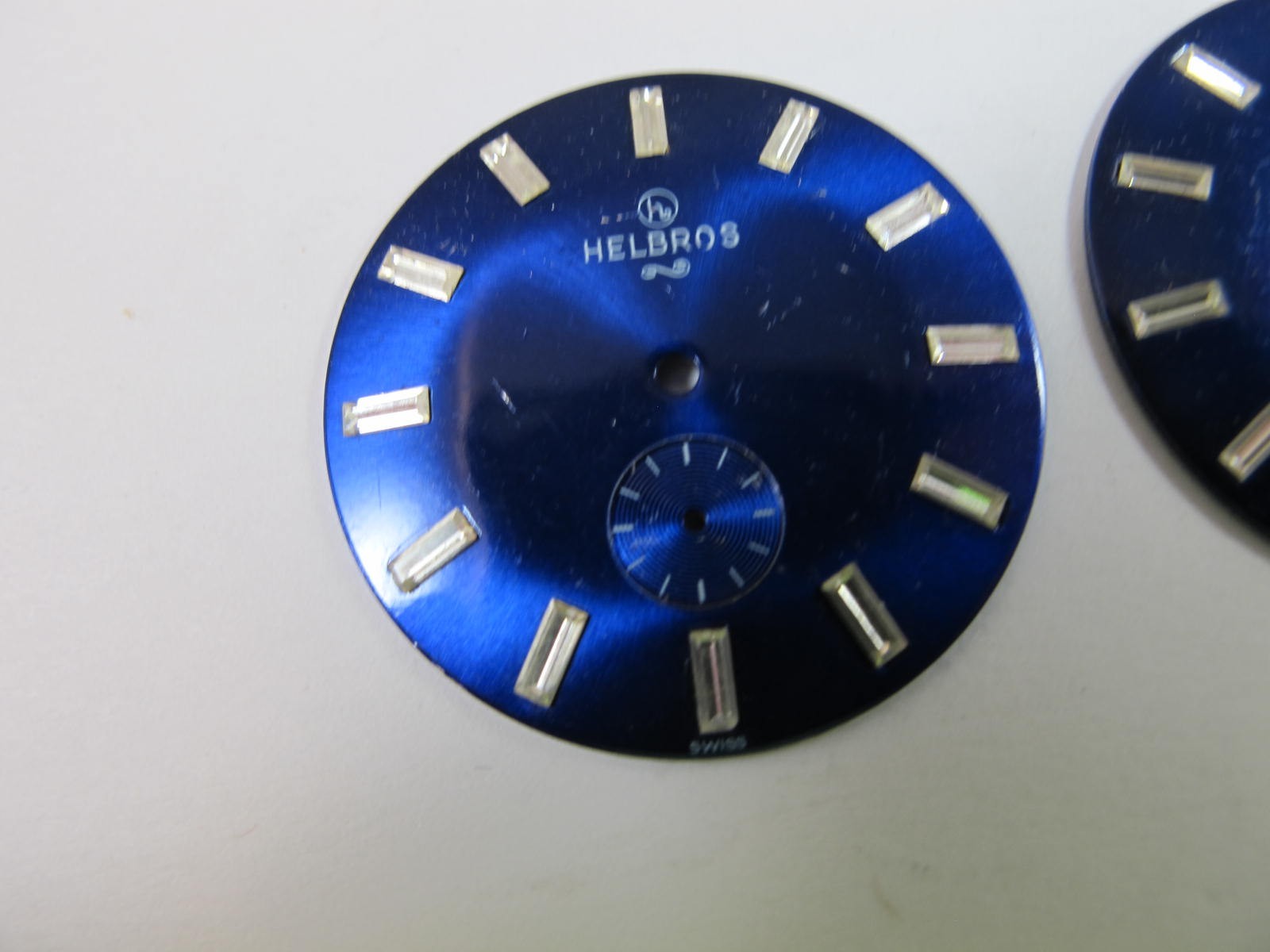 HELBROS MENS VINTAGE DARK BLUE FANCY DIALS WITH RHINESTONES 31.53MM