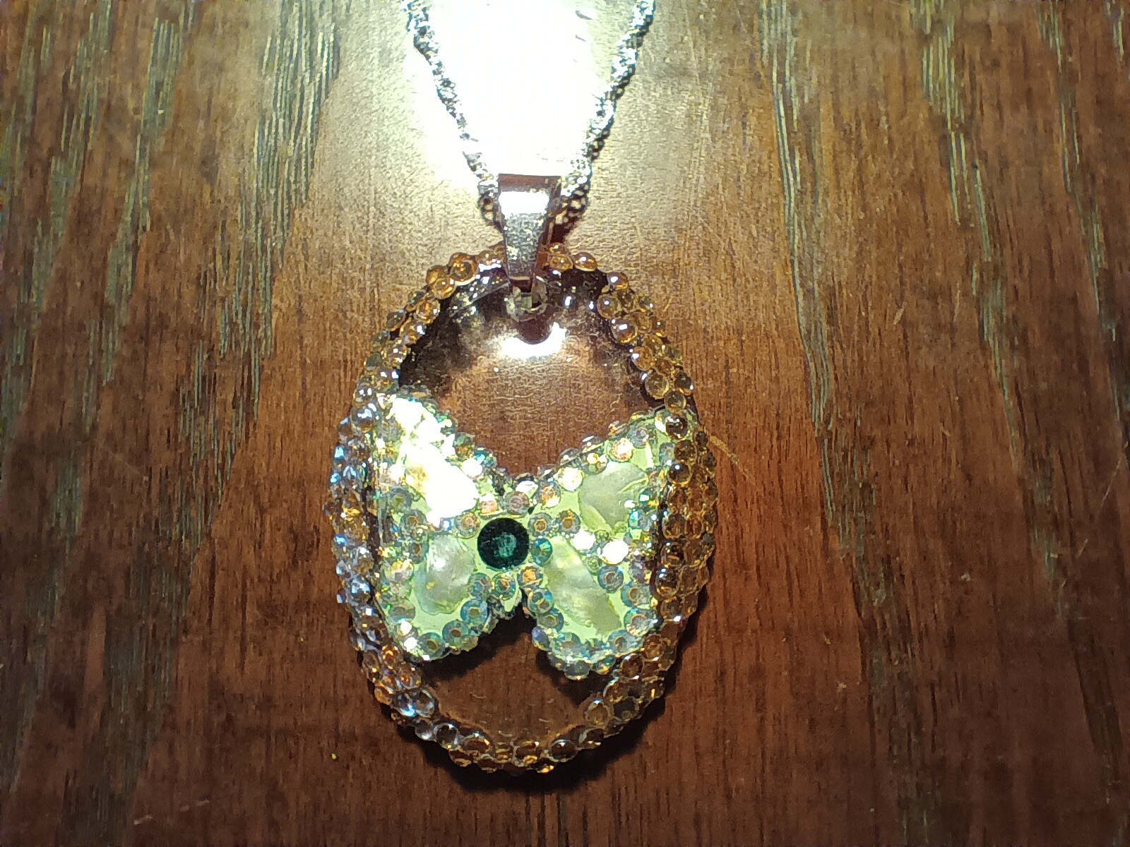 Crystal Butterfly Pendant Necklace, Reversible, Mother of Pearl – Perfect Gift!