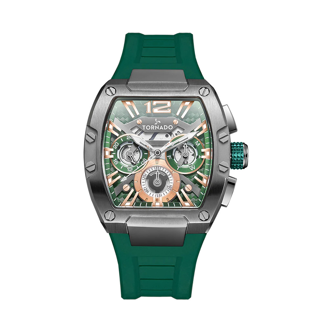 Tornado Xenith Men’s Multi Function Watch | Green Dial, 43x54mm, 100 m (10 ATM)