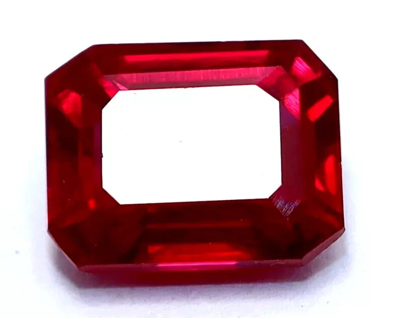 Natural Red Ruby 25 Ct Emerald Cut Faceted Certified Loose Gemstone With Gift