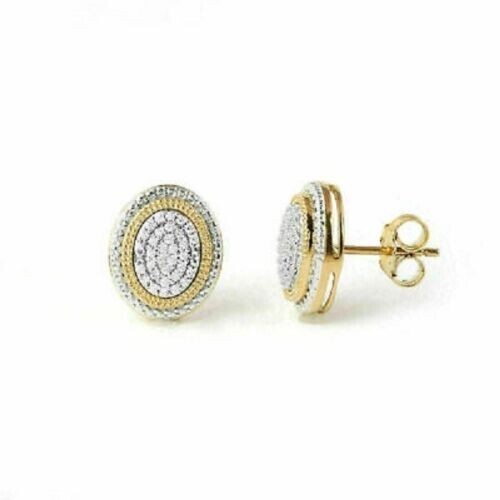1 Ct Lab Created Round Diamond Women’s Stud Earrings 14K Two Tone Gold Plated
