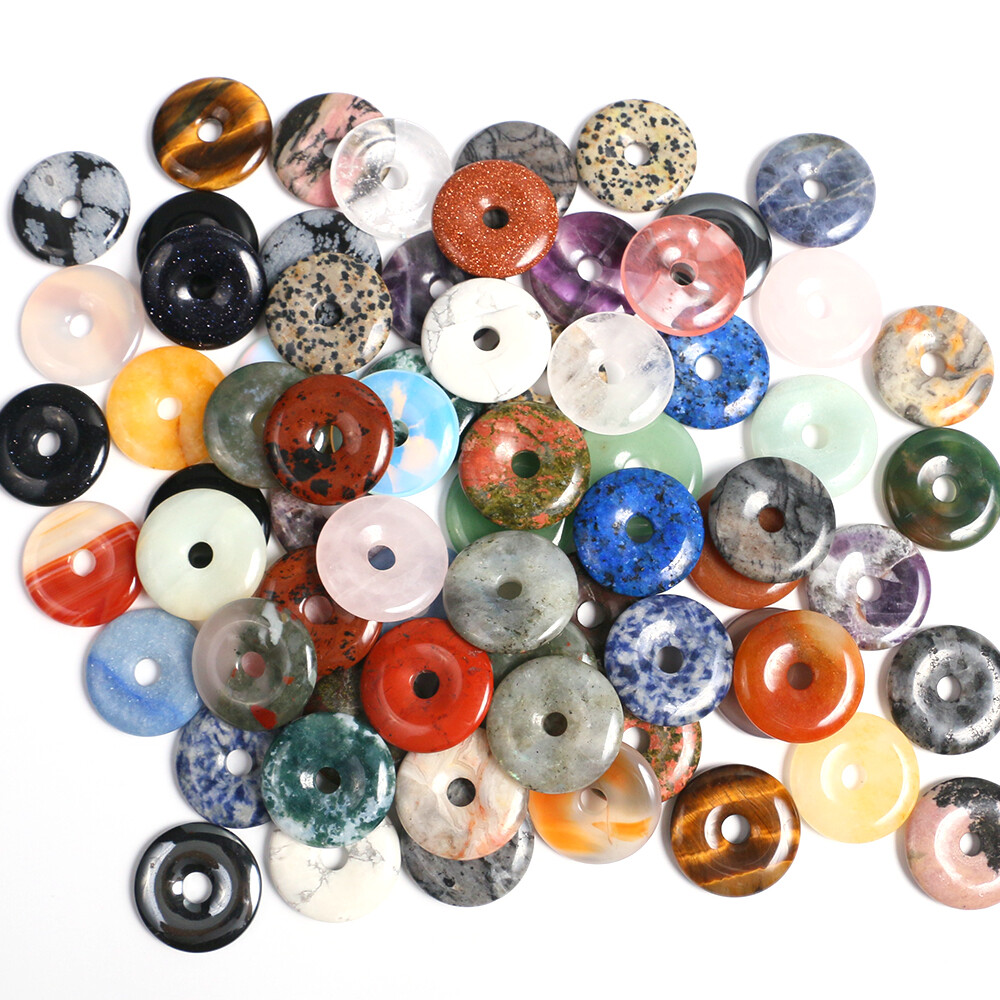 30mm Healing Crystal Peace Donut Beads Lucky Circle Donut Pendant Jewelry Making
