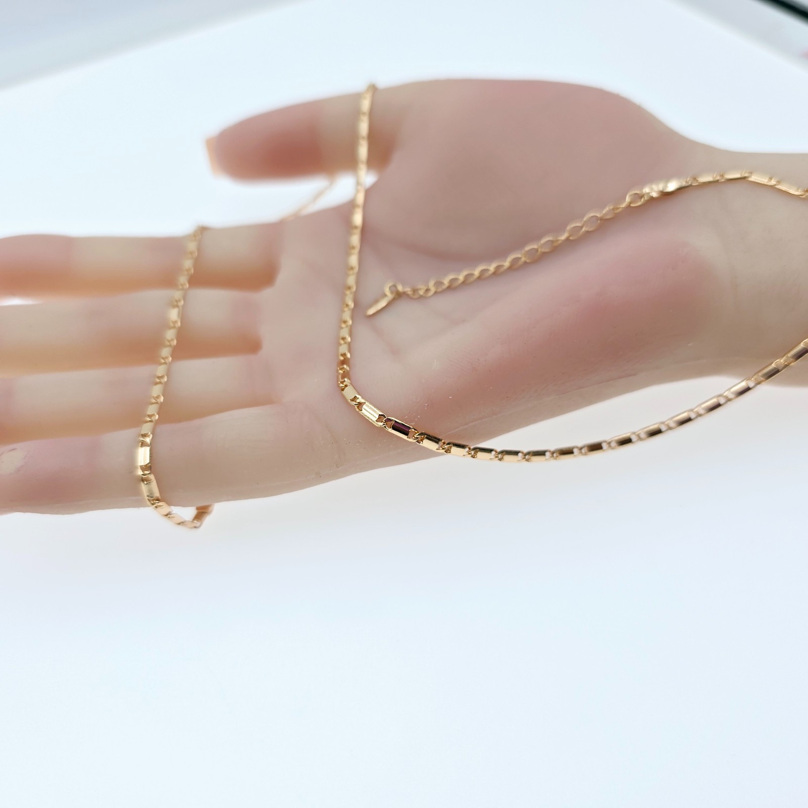 with Elegant Rectangular Links, 45+5cm Adjustable, XPNL0058 Rose Gold Necklace