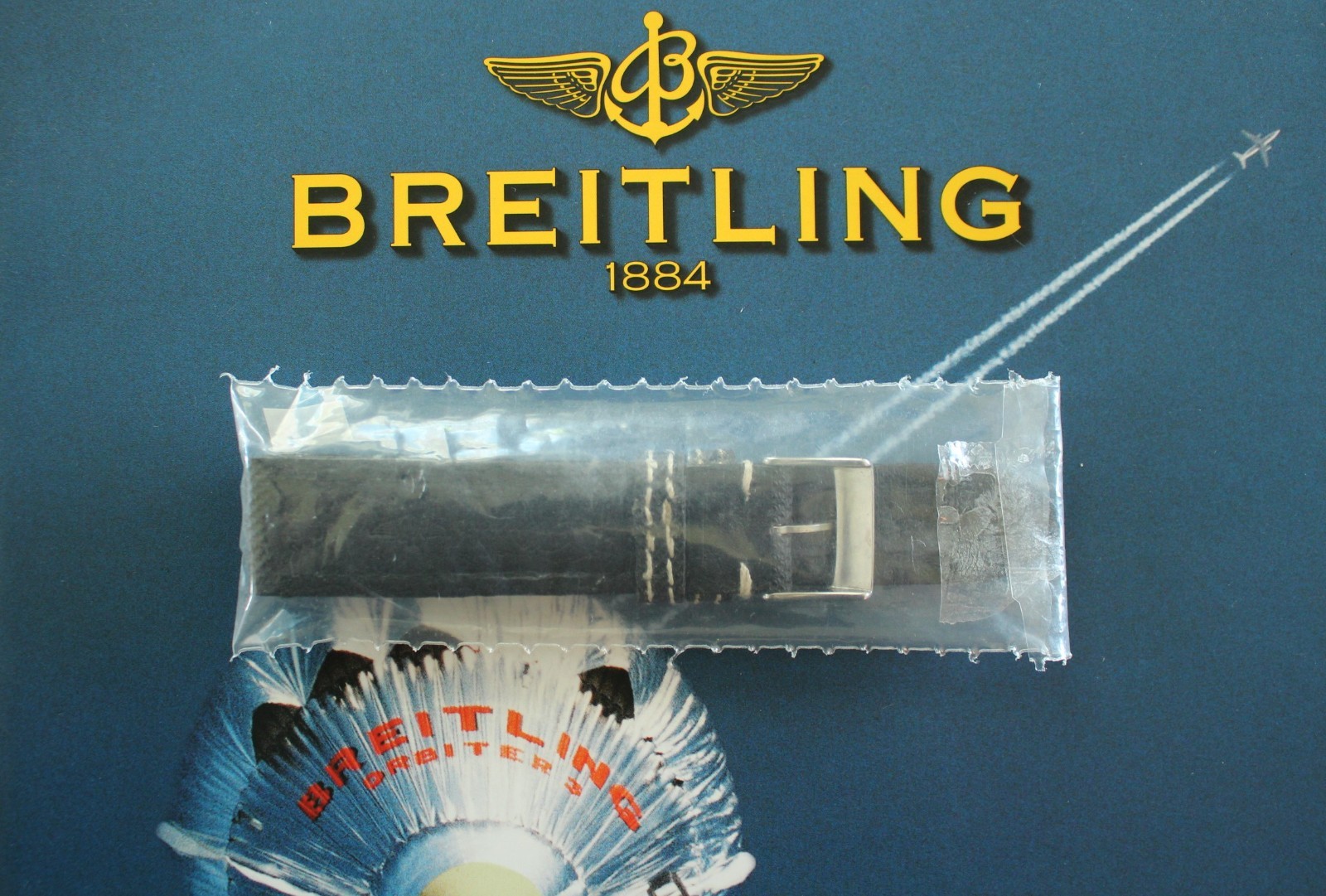 NOS BREITLING 107S 20-18 BLACK PLONGEUR TONGUE BUCKLE WATCH BAND WATCHBAND STRAP