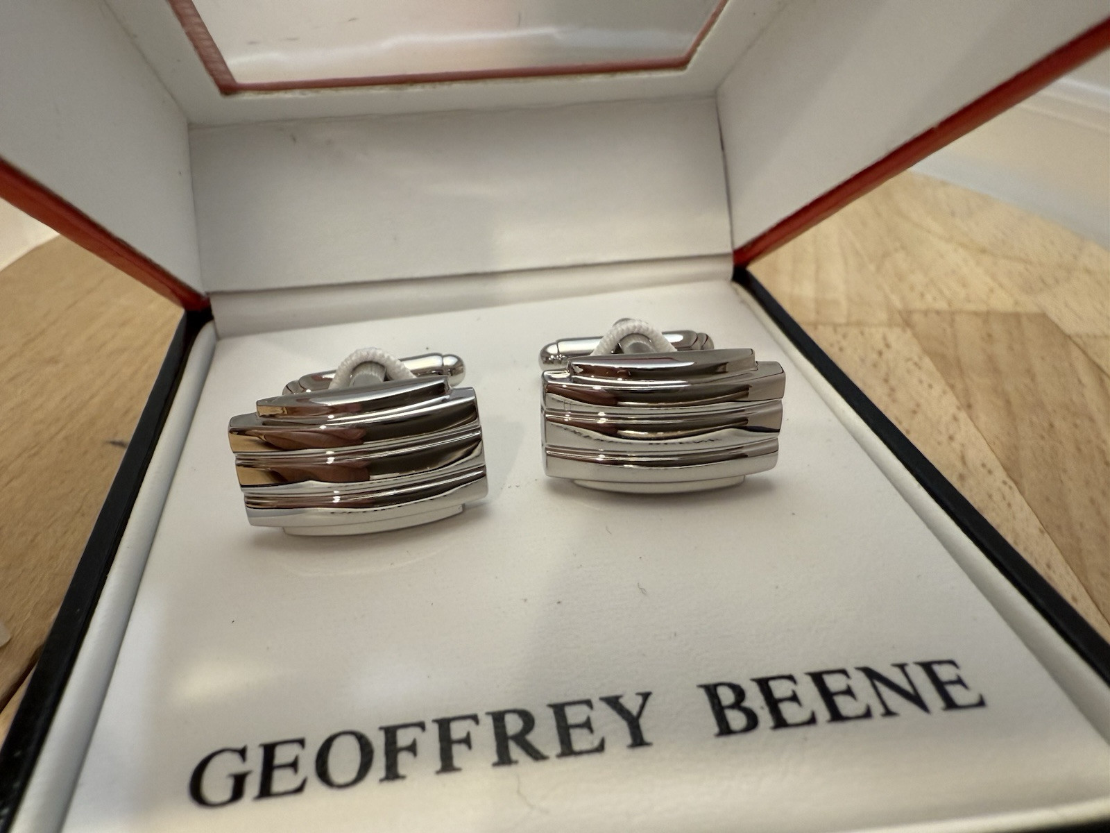 Geoffrey Beene Silver Cufflinks Brand New in Box