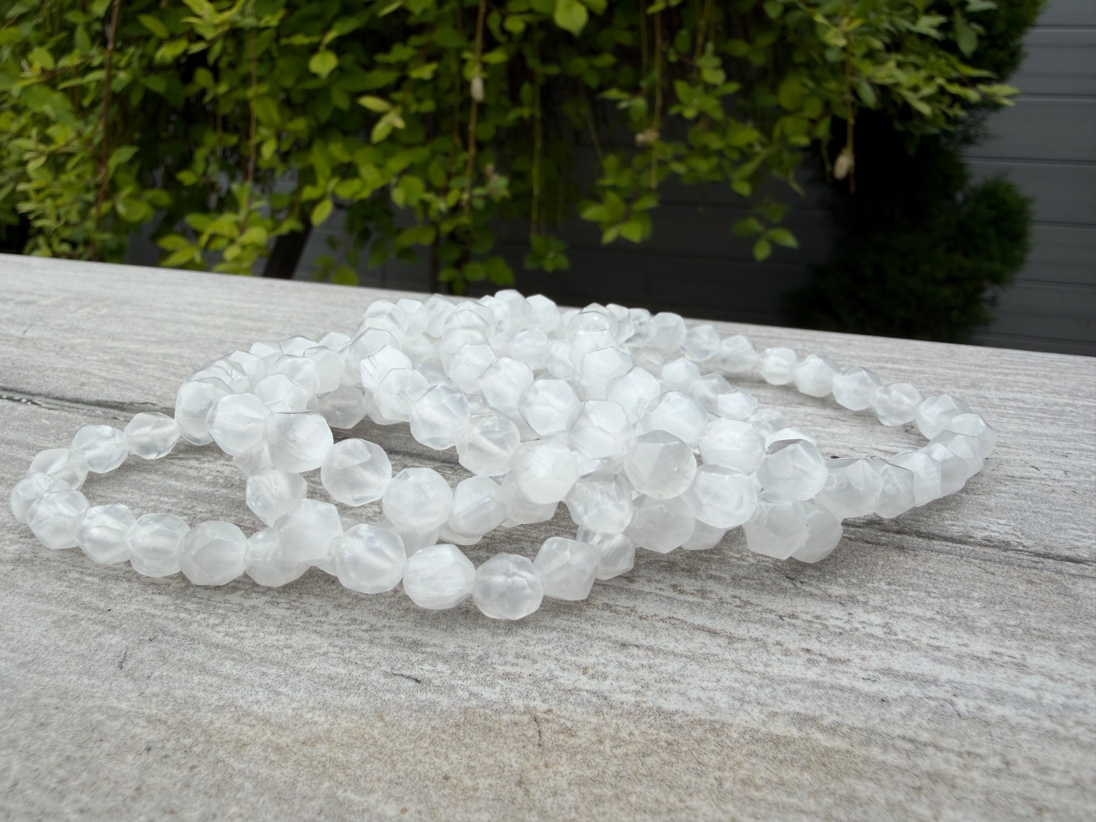 Wholesale 6 Pcs 8mm Faceted Selenite Natural Crystal Stretch Bracelet 7.5″